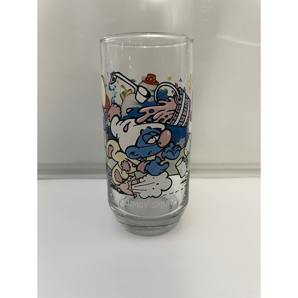 Vintage 1983 Smurfs Clumsy Smurf Pepsi Collector Glass Wallace Berrie & Co.